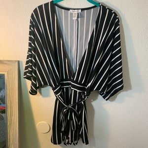 Stripped Low Cut Romper